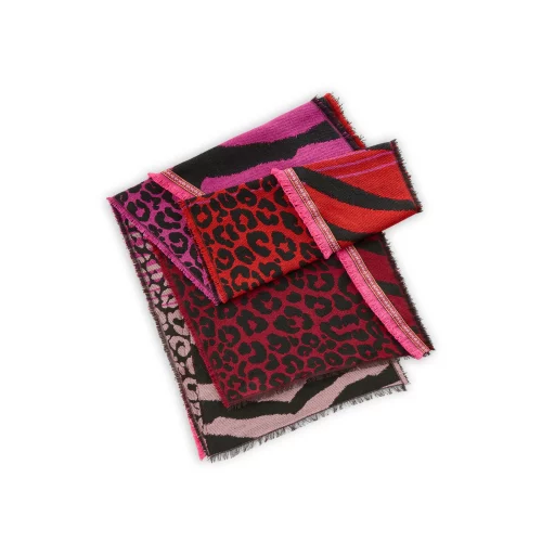 Codello Jaquard Schal mit Animal Mix Farbe Red