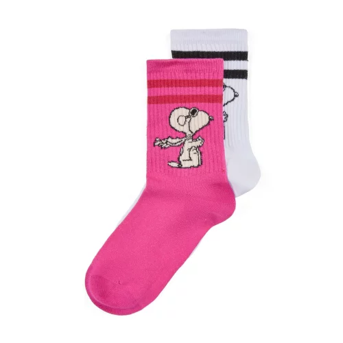 Codello Peanuts 2-Paar Socken mit Snoopy-Motiven Farbe pink-weiß