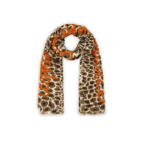 Codello Premium Schal aus Wollmischung mit Lepardenmotiv