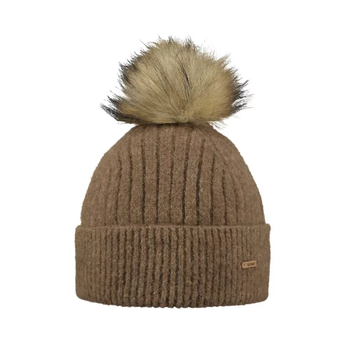 Barts Jocelyn Beanie mit Fellbommel Farbe Brown
