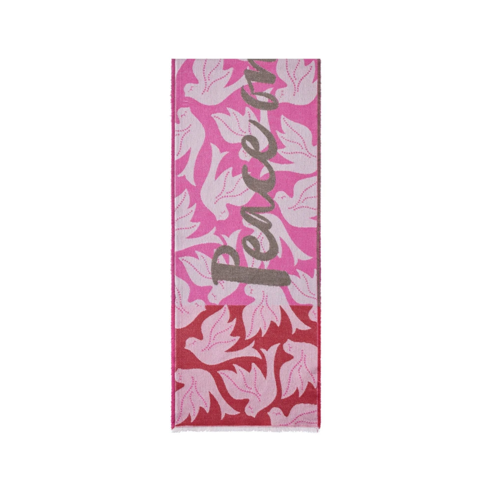 Codello Schal mit PEACE-Statement und Taubenmotiven Farbe Pink – Bild 2
