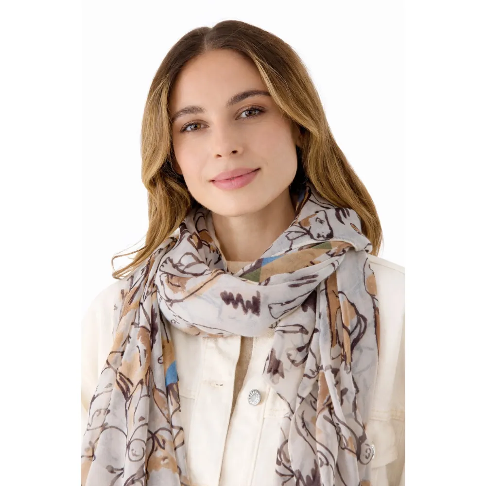 Codello Schal mit Hundemotiven Farbe Beige – Bild 5