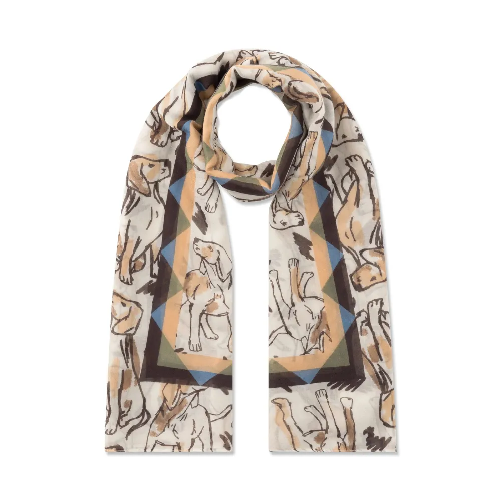 Codello Schal mit Hundemotiven Farbe Beige – Bild 3