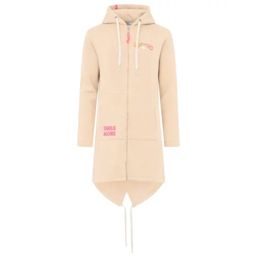 Zwillingsherz Hoodiemantel Smile & Peace Layout Mix in beige