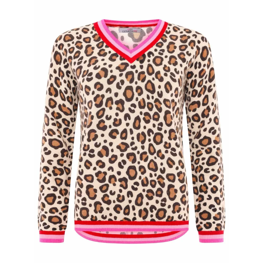 Zwillingsherz Pullover Animalprint Leo Streifen Bündchen