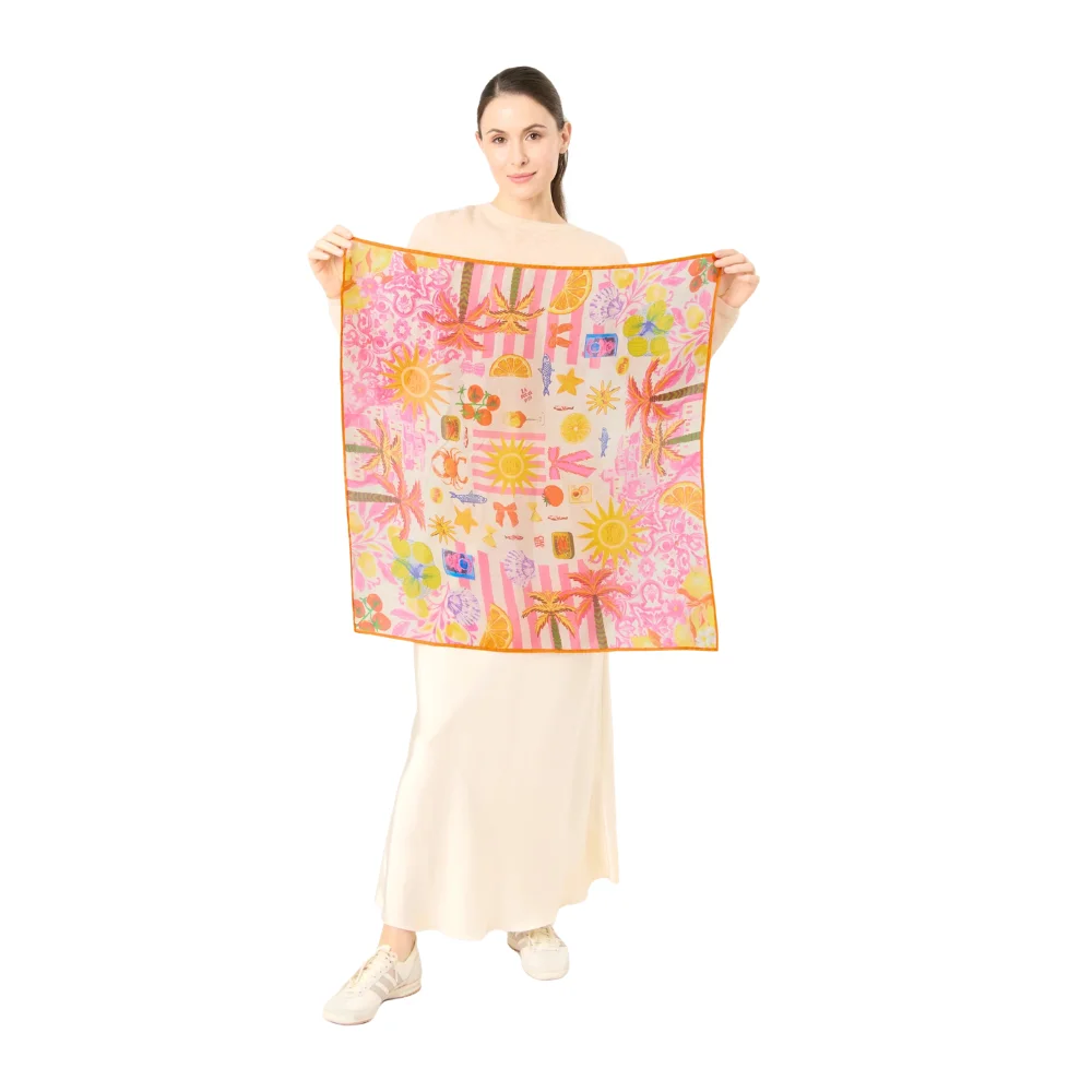 Codello Damen Seidentuch mit sommerlichem Muster in pink – Bild 6