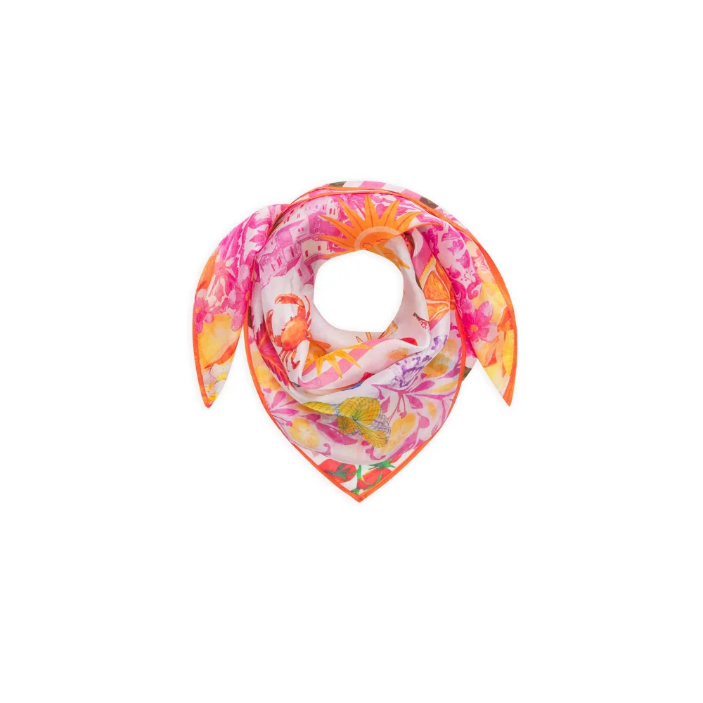 Codello Damen Seidentuch mit sommerlichem Muster in pink – Bild 3