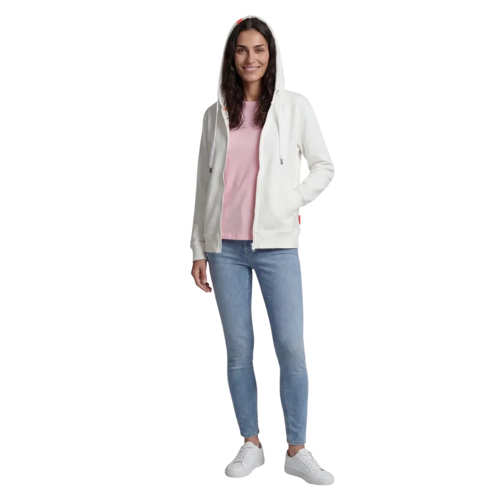 Salzhaut Damen Kapuzensweatjacke Appelsnut Offwhite – Hoodie Jacke mit Rückenprint – Bild 7