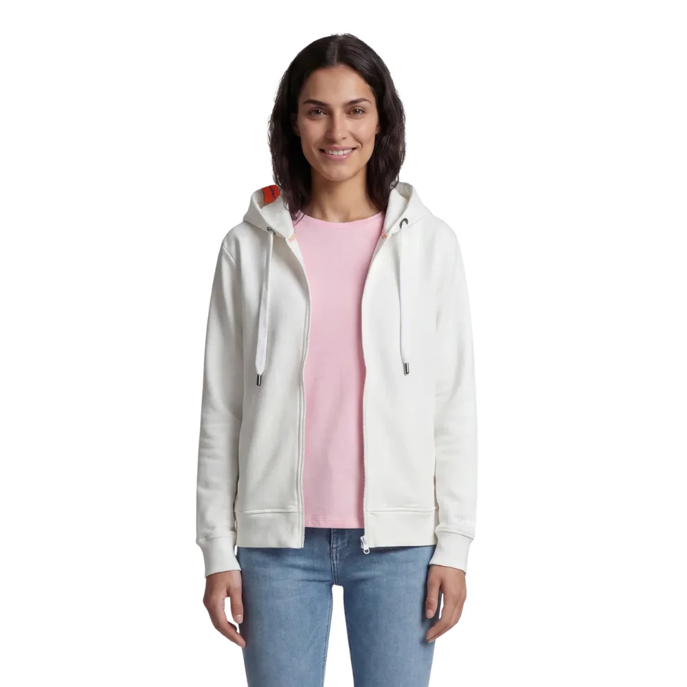 Salzhaut Damen Kapuzensweatjacke Appelsnut Offwhite – Hoodie Jacke mit Rückenprint – Bild 6